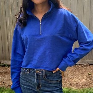 F21 cropped half zip-up